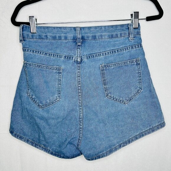SHEIN Women's High Waisted Wide Leg Denim Shorts Light Wash Sz Small (28 x 2.5) - Picture 5 of 8